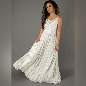 NWT M Joyfolie Sol Maxi Dress in Cream Dot